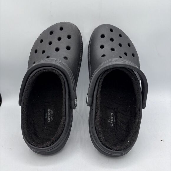 CROCS Women’s Classic Fuzz Lined Clogs 7 M5/W7 Black Comfort Slip On Winter Shoe - Picture 11 of 11